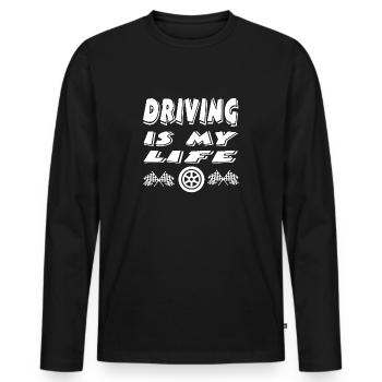 Auto - Männer Premium Bio Langarmshirt - Schwarz - Vorne - Nico (187cm)