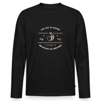 Christian Design Faith receives the impossible - Men's Premium Organic Long Sleeve Shirt - black - Front - Nico (187cm)