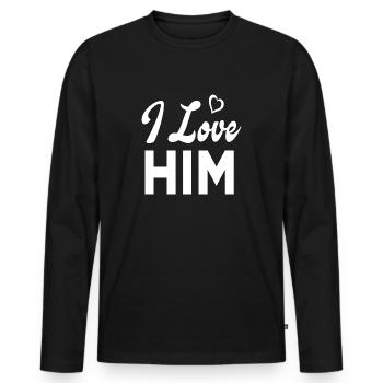 Je l’aime - T-shirt manches longues Premium bio Homme - noir - Devant - Nico (187cm)