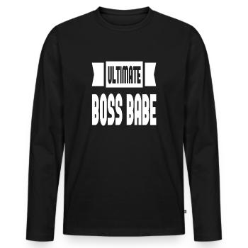 Ultimate Boss Babe - T-shirt manches longues Premium bio Homme - noir - Devant - Nico (187cm)