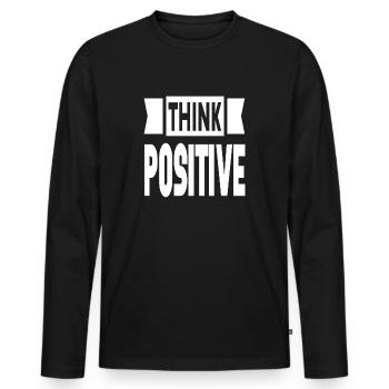 Think Positive - Men's Premium Organic Long Sleeve Shirt - black - Front - Nico (187cm)