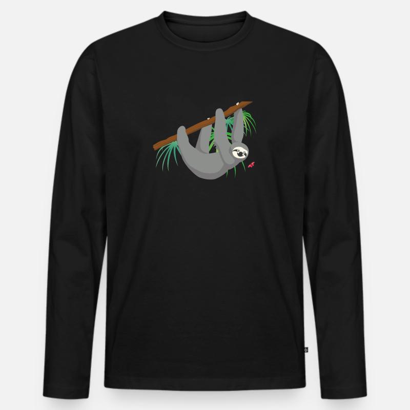 Faultier - Männer Premium Bio Langarmshirt - Schwarz
