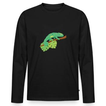 Caméléon - T-shirt manches longues Premium bio Homme - noir - Devant - Nico (187cm)