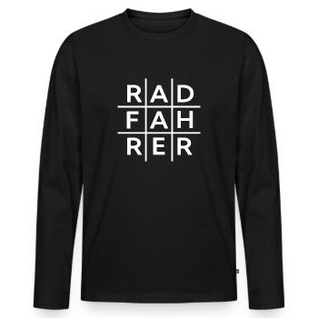 Fahrrad Rennrad Fahrradkette "Radfahrer" - Männer Premium Bio Langarmshirt - Schwarz - Vorne - Nico (187cm)