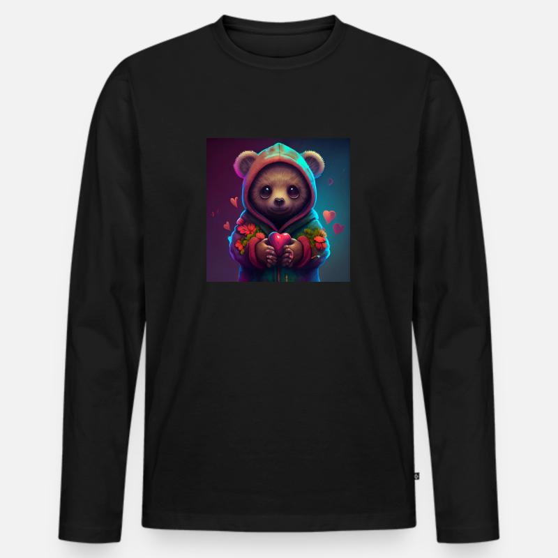 adorable cute teddy bear - Männer Premium Bio Langarmshirt - Schwarz