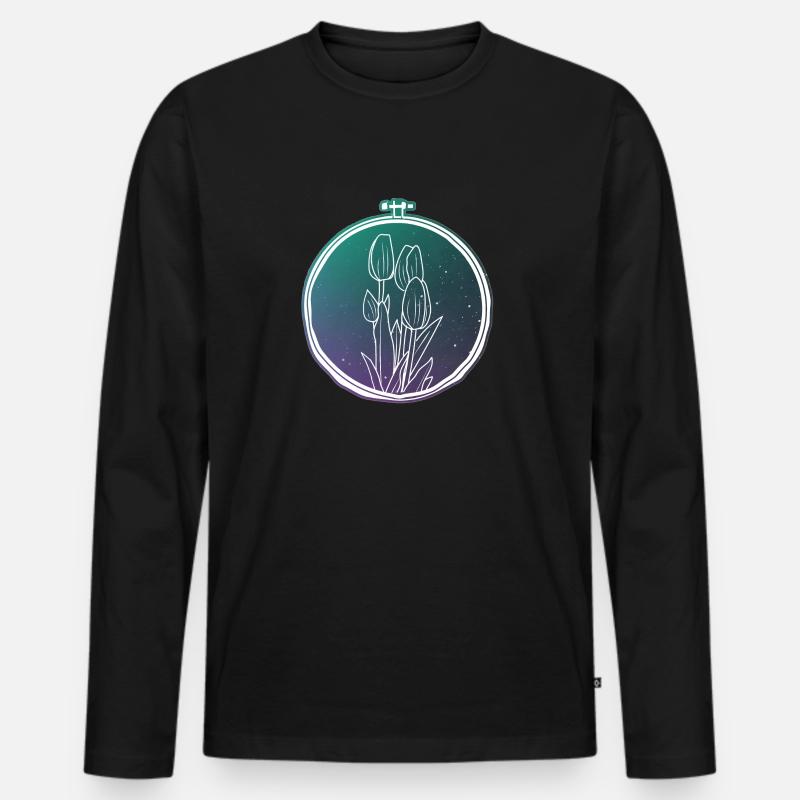 Tulpen - Männer Premium Bio Langarmshirt - Schwarz