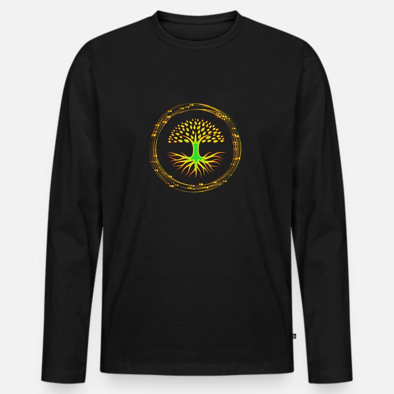 Baum des Lebens - Männer Premium Bio Langarmshirt - Schwarz