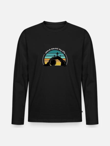 Jesus saved my life - Men's Premium Organic Long Sleeve Shirt - black