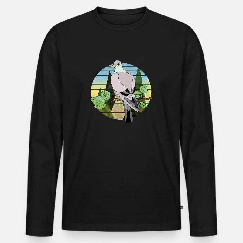 Vogel - Männer Premium Bio Langarmshirt - Schwarz