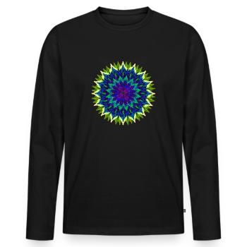 Mandala (jaune-vert) - T-shirt manches longues Premium bio Homme - noir - Devant - Nico (187cm)