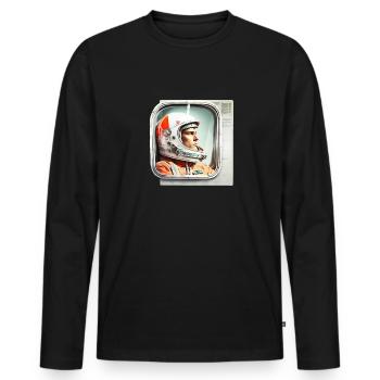 Retro Flash No42 - Männer Premium Bio Langarmshirt - Schwarz - Vorne - Nico (187cm)