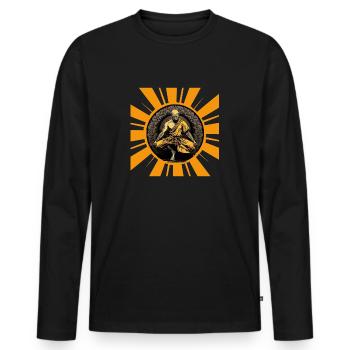 Feu à l’intérieur I Shaolin Mann graphique Esthétique du motif - T-shirt manches longues Premium bio Homme - noir - Devant - Nico (187cm)