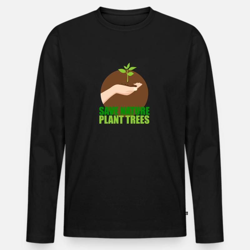 nature - Männer Premium Bio Langarmshirt - Schwarz