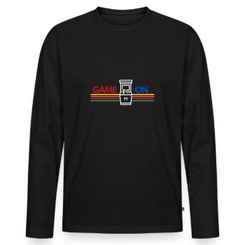 GAME ON! - Männer Premium Bio Langarmshirt - Schwarz - Vorne - Nico (187cm)