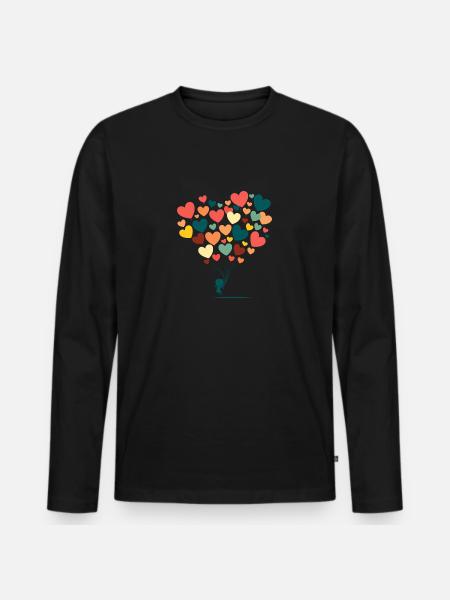 Mädchen mit herzförmigen Luftballons - Männer Premium Bio Langarmshirt - Schwarz