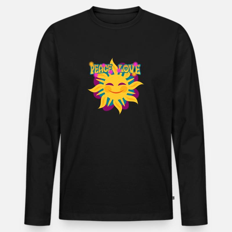 Hippie - Männer Premium Bio Langarmshirt - Schwarz