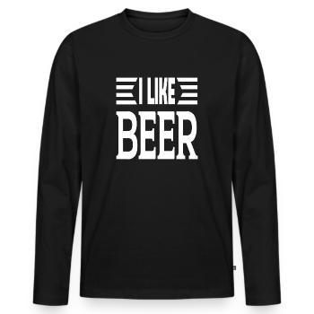 I Like Beer - Männer Premium Bio Langarmshirt - Schwarz - Vorne - Nico (187cm)