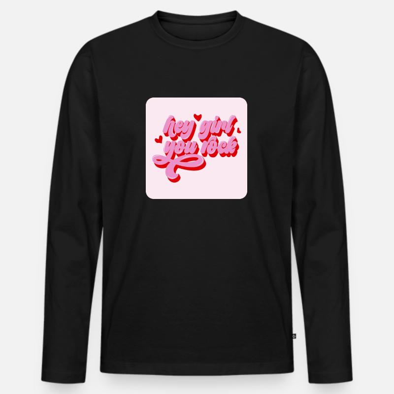 Hey Mädchen, du rockst - Männer Premium Bio Langarmshirt - Schwarz