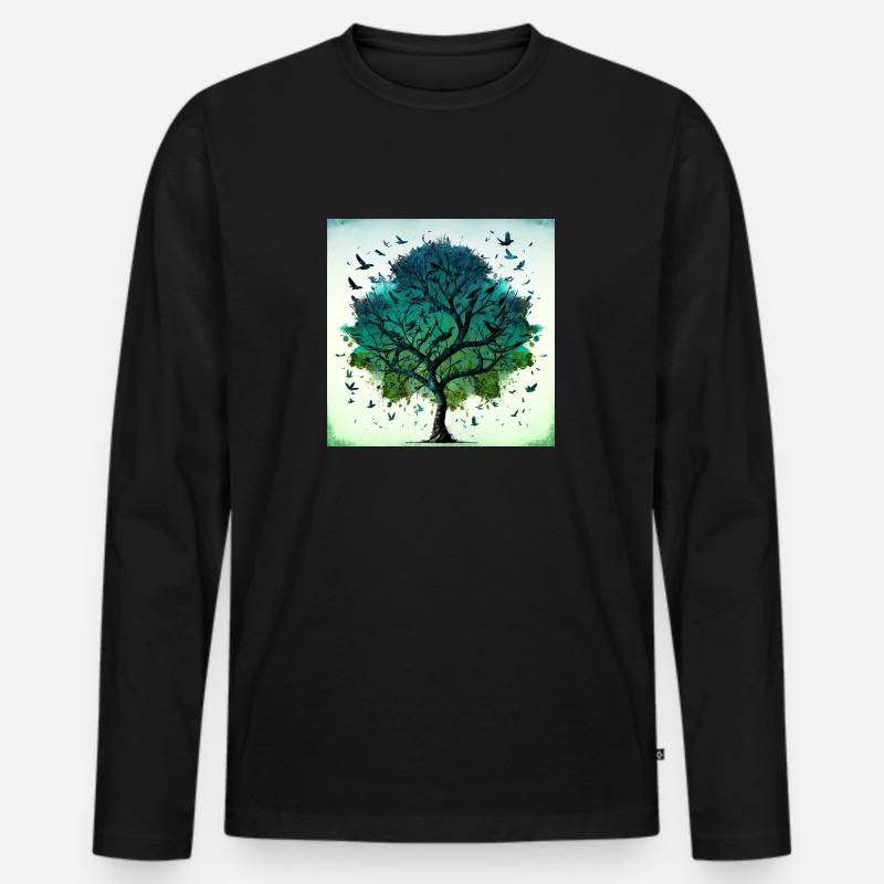 Zen-Baum Nr. 2 - Männer Premium Bio Langarmshirt - Schwarz