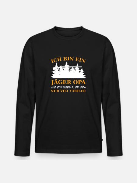 Jäger opa - Männer Premium Bio Langarmshirt - Schwarz