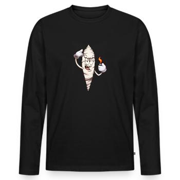 Funny Cartoon Joint With Lighter - Men's Premium Organic Long Sleeve Shirt - black - Front - Nico (187cm)