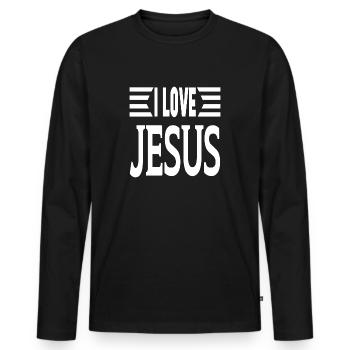 J’aime Jésus - T-shirt manches longues Premium bio Homme - noir - Devant - Nico (187cm)
