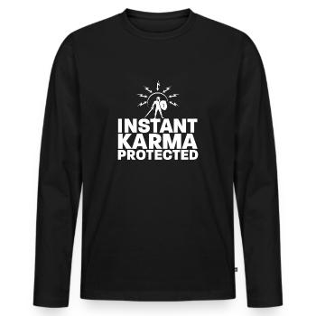 Instant Karma geschützt - Männer Premium Bio Langarmshirt - Schwarz - Vorne - Nico (187cm)