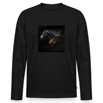 Cheval fougueux n°17 - T-shirt manches longues Premium bio Homme - noir - Devant - Nico (187cm)