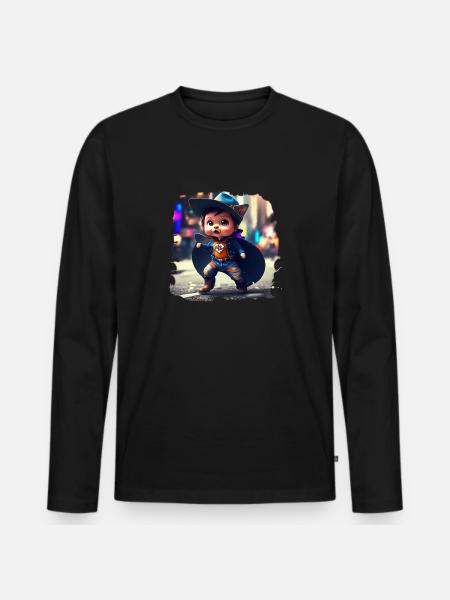 Super Katze - Männer Premium Bio Langarmshirt - Schwarz