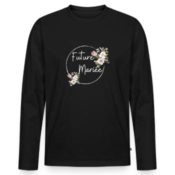 Future mariée floral - T-shirt manches longues Premium bio Homme - noir - Devant - Nico (187cm)