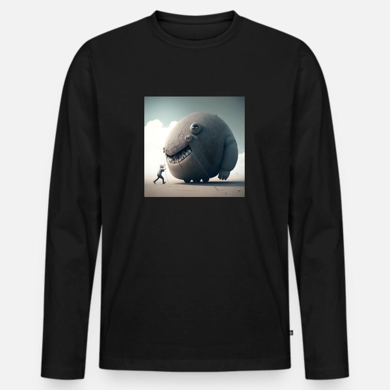 Seltsam nach oben geht runter - Männer Premium Bio Langarmshirt - Schwarz