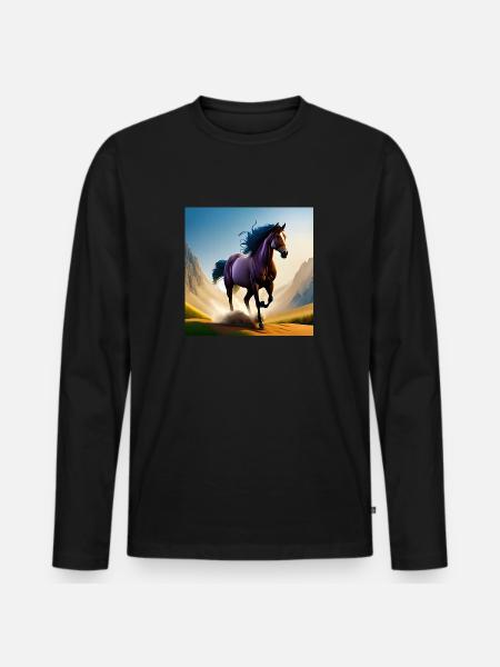 Galloping horse in sand - Men's Premium Organic Long Sleeve Shirt - black