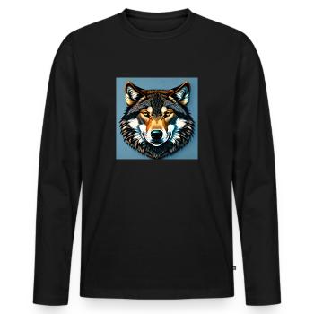 Standard-Wolf-Porträt - Männer Premium Bio Langarmshirt - Schwarz - Vorne - Nico (187cm)