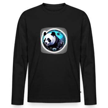 Futuristic Space Panda - Men's Premium Organic Long Sleeve Shirt - black - Front - Nico (187cm)