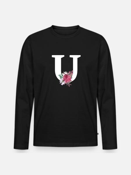 Floral letter - Men's Premium Organic Long Sleeve Shirt - black