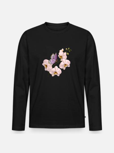 Bunter Schmetterling - Männer Premium Bio Langarmshirt - Schwarz