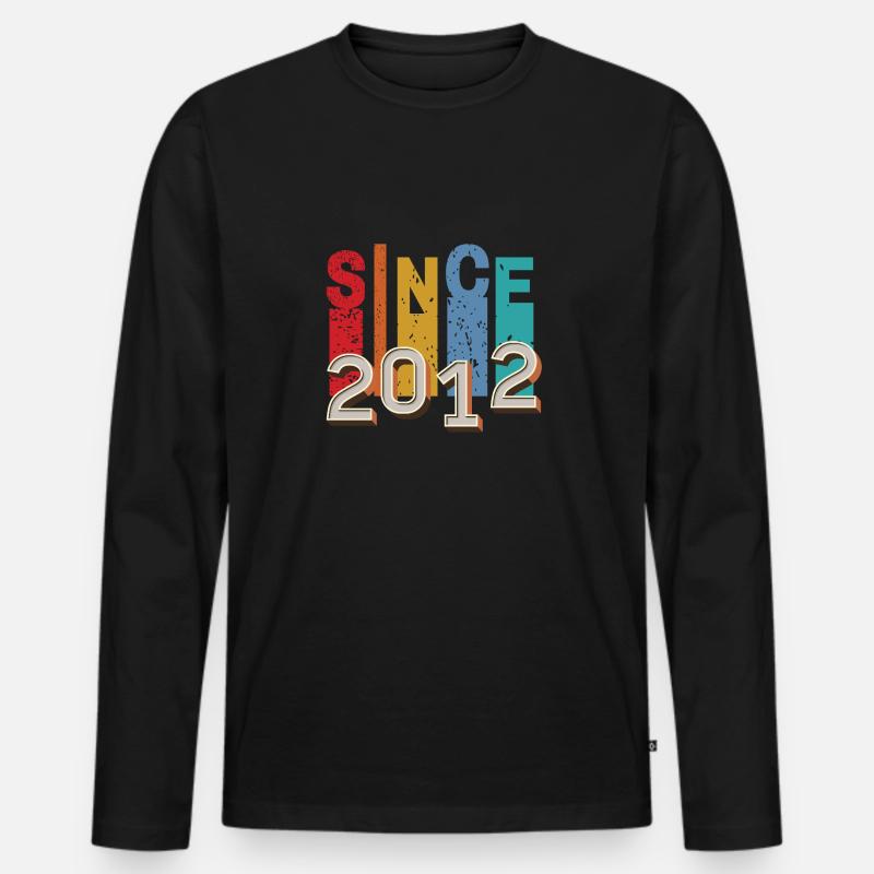Seit 2012 retro - Männer Premium Bio Langarmshirt - Schwarz
