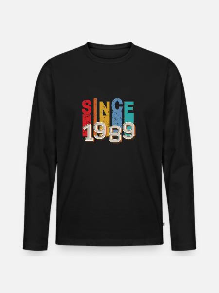 Since 1989 retro - Men's Premium Organic Long Sleeve Shirt - black