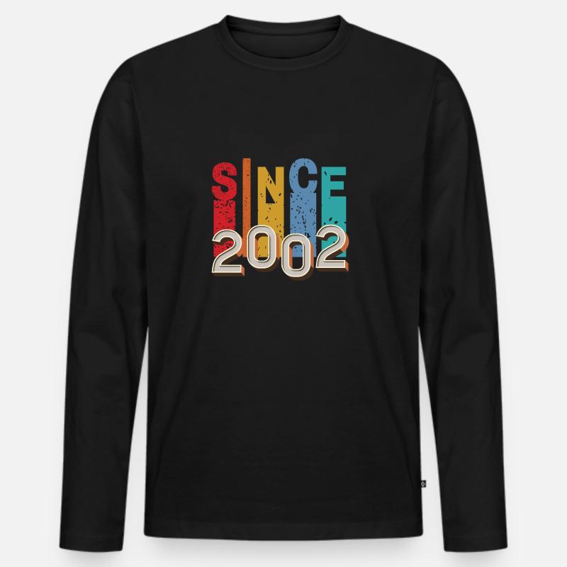 Seit 2002 retro - Männer Premium Bio Langarmshirt - Schwarz