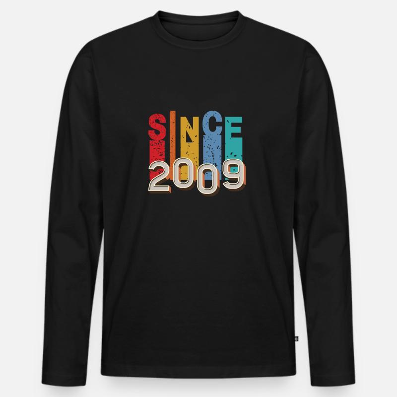 Seit 2009 retro - Männer Premium Bio Langarmshirt - Schwarz