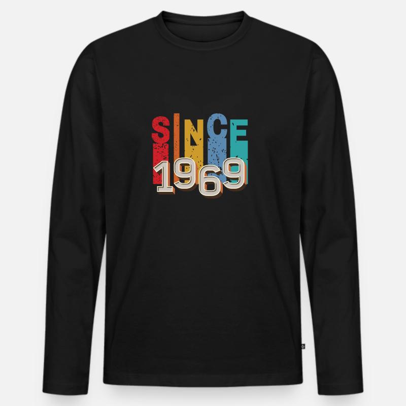 Seit 1969 retro - Männer Premium Bio Langarmshirt - Schwarz