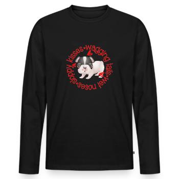 Cute Boston Terrier, sloppy kisses - Men's Premium Organic Long Sleeve Shirt - black - Front - Nico (187cm)