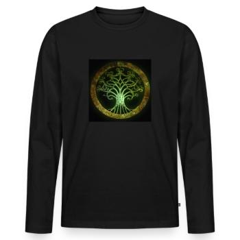 Celtic Tree of Life - Men's Premium Organic Long Sleeve Shirt - black - Front - Nico (187cm)