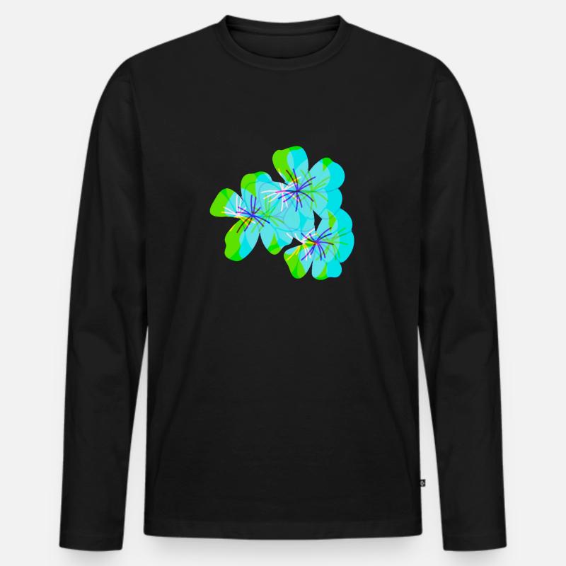 Trippy Flowers - Männer Premium Bio Langarmshirt - Schwarz