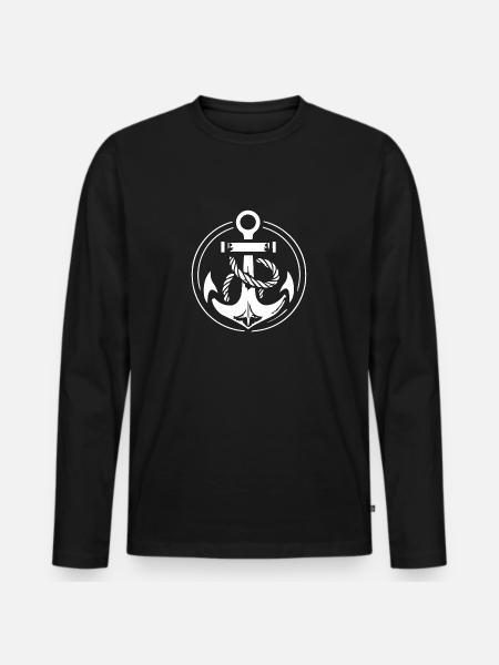 Anchor Boat Ship Nautical - Men's Premium Organic Long Sleeve Shirt - black