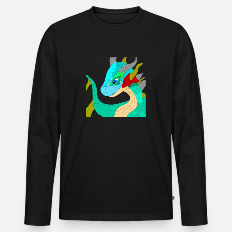 Maxkes Dragonine - Männer Premium Bio Langarmshirt - Schwarz