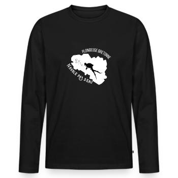 Plongeuse bretonne n’avale pas d’eau - T-shirt manches longues Premium bio Homme - noir - Devant - Nico (187cm)