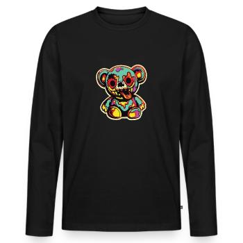 Horreur Effrayant Ours Halloween Wraith Ours - T-shirt manches longues Premium bio Homme - noir - Devant - Nico (187cm)