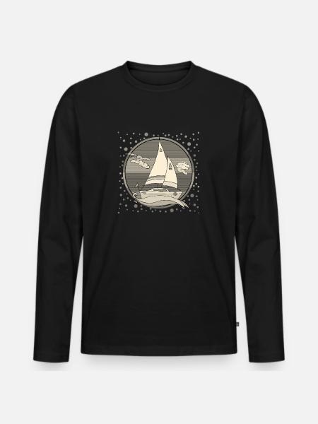Segelboot - Männer Premium Bio Langarmshirt - Schwarz
