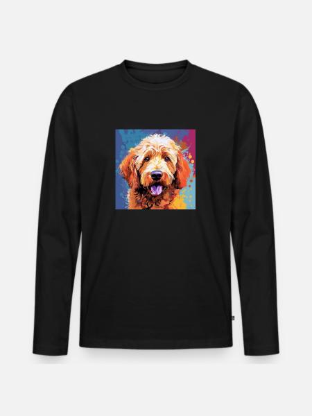 Golden Doodle Pop Art - Men's Premium Organic Long Sleeve Shirt - black